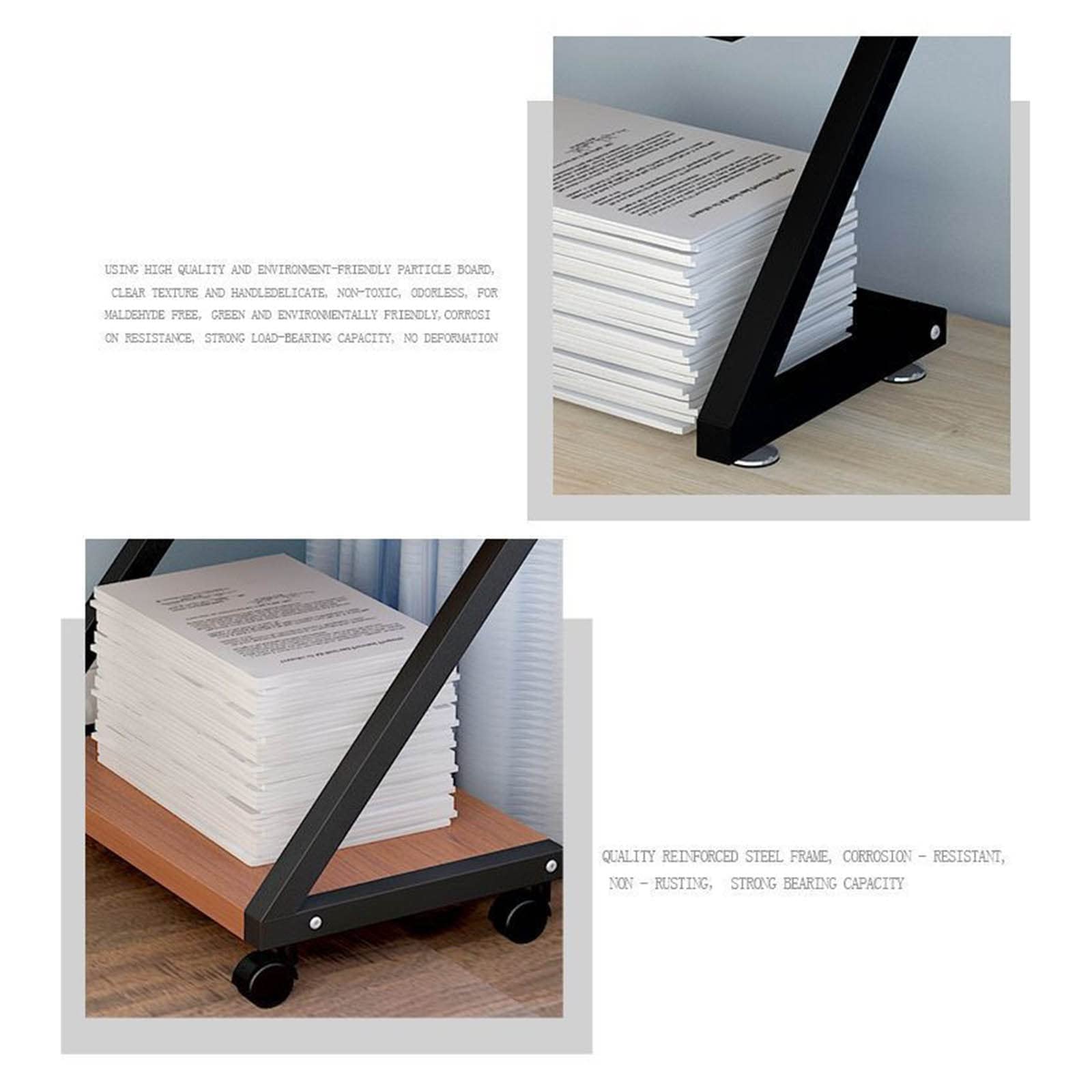 3-Tier Steel Printer Stand with Anti-Skid Pads - Space Saving Desk Organizer for Printer, Books & Files - Perfect for Home Office & Workspace Storage Solutions