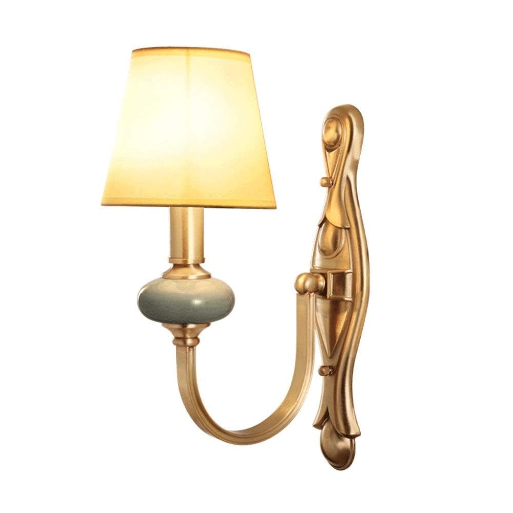 European Style Candle Wall Sconce - Vintage Copper Wall Lantern with Brushed Gold Finish, Double Head E14 Bulb Base for Bedroom, Living Room, Hotel Corridor Lighting | Perfect for Farmhouse, Modern Minimalist Home Decor & Aisle/Bedside Ambient Lighting
