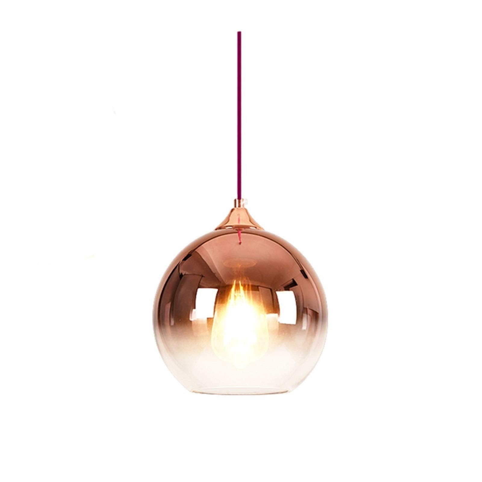 Nordic LED Pendant Lamp - Gradient Glass Ball Hanging Light, Modern Glass Ball Chandelier for Restaurant, Living Room, Bar & Bedroom - Rose Gold 30m | Perfect for Dining Areas, Lounge Spaces & Home Decor