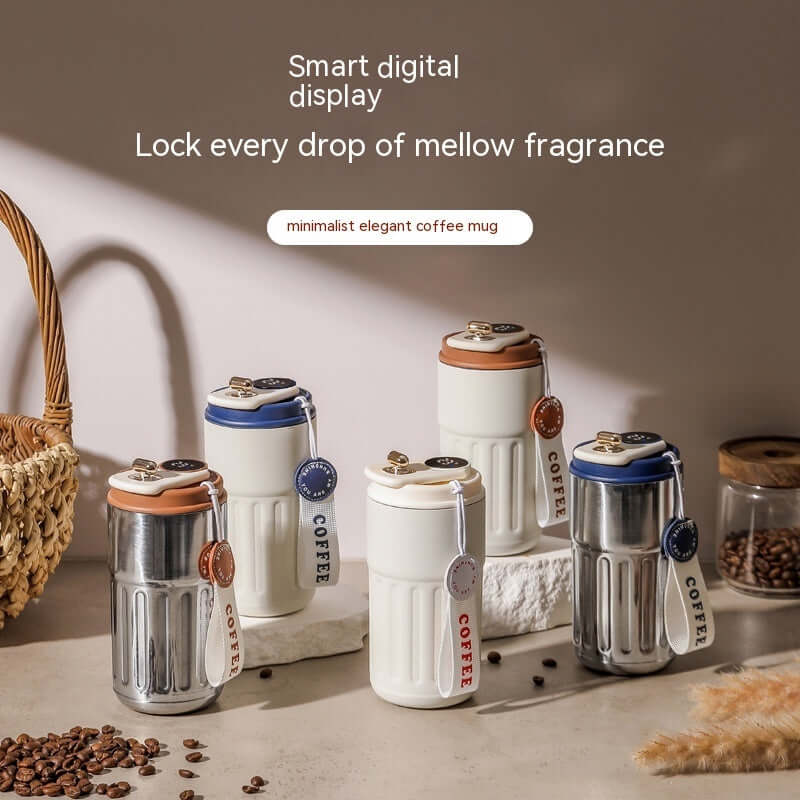 Smart Digital Portable Thermal Coffee Mug - 12oz Stainless Steel Vacuum Insulated Travel Mug with Temperature Display | XJ4806 | Perfect for Office, Commuting & Outdoor Activities