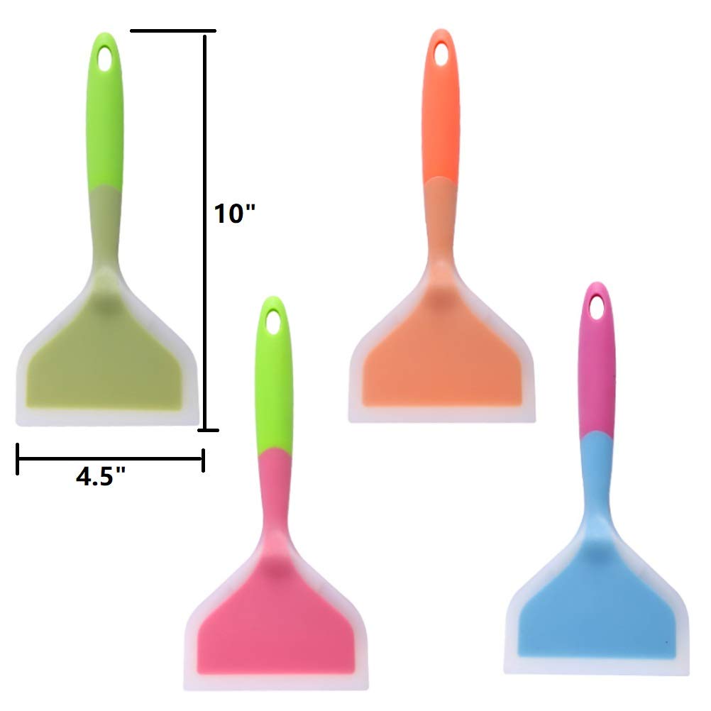 10-Inch Silicone Omelette Spatula - Heat-Resistant Nonstick Turner for Pancakes, Eggs, Crepes, Brownies, Pizza & Fish - Durable Wide Kitchen Tool for Flipping & Serving (Pink) - Perfect for Breakfast, Baking & Cooking at Home