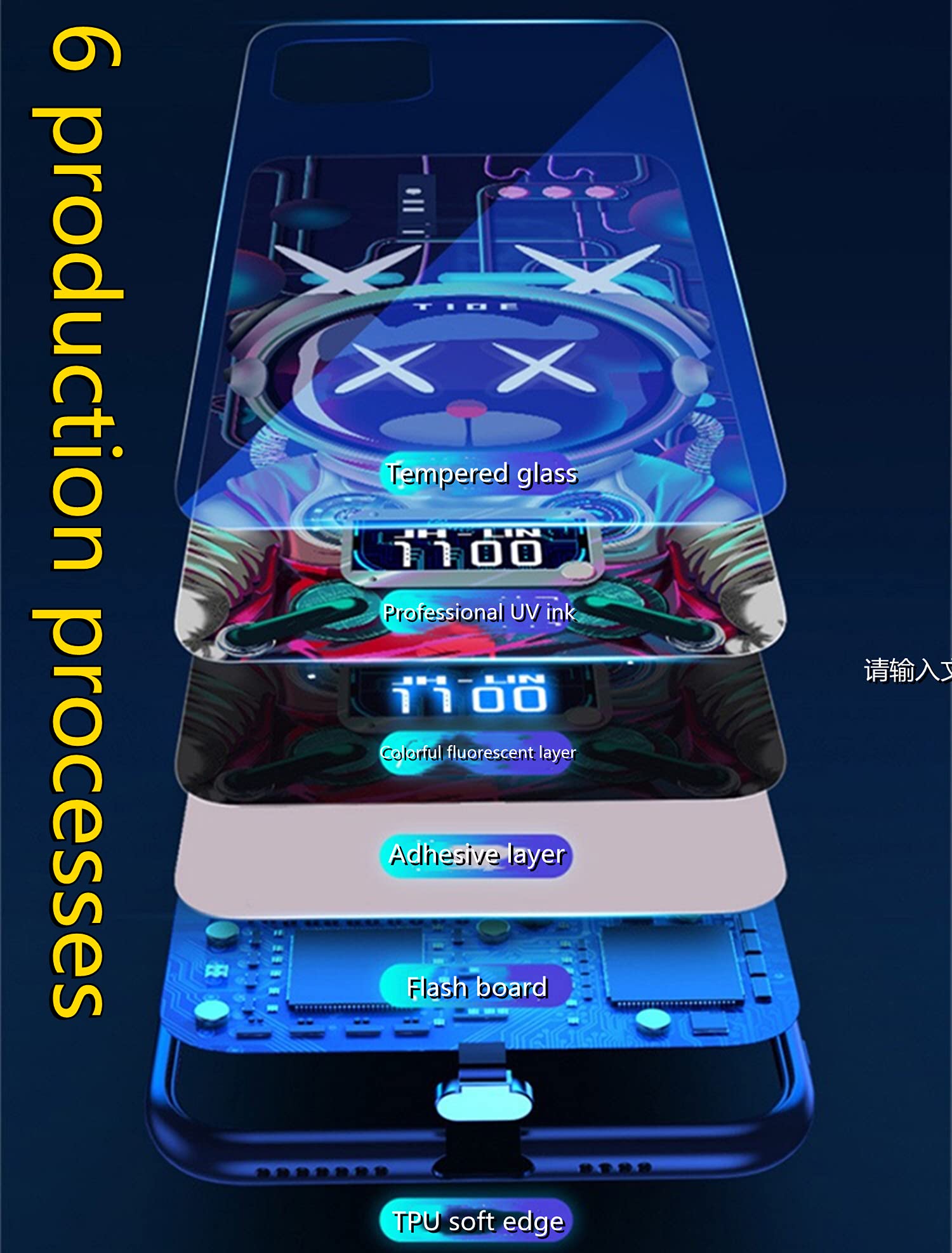 Premium 5.8-inch iPhone 11 Pro Case - Colorful Luminous Tempered Glass Protective Cover with Voice Control & Call Flash | Trendy Unisex Design for Women & Men | Perfect for Daily Use, Night Outings & Gift Giving