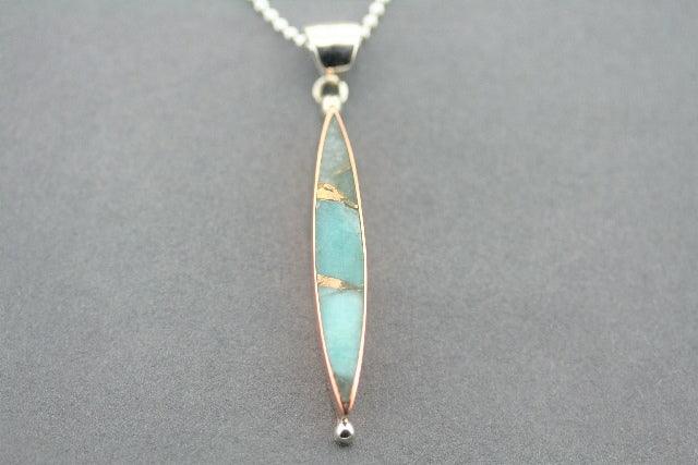 Handmade Copper Stone Pendant with Bronzed Amazonite on 45cm Ball Chain - Elegant Jewelry for Women, Gift for Her, Perfect for Everyday Wear & Special Occasions