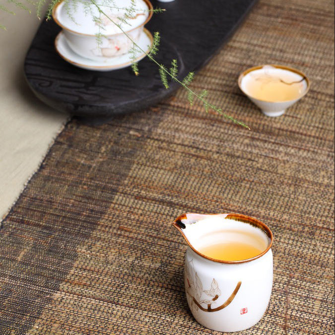 White Porcelain Lotus Fair Cup - Elegant Tea Cup for Chinese Tea Ceremony, Perfect for Home, Office, and Gifts - Handcrafted Ceramic Tea Set for Relaxation and Meditation