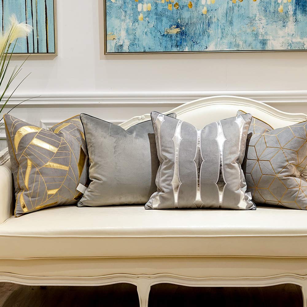 Avigers 20x20 Inch Grey Silver Striped Cushion Cover - Luxury European Style Decorative Throw Pillow Case for Sofa, Living Room, Bedroom & Car - Perfect for Home Decor, Cozy Comfort and Interior Design Accents