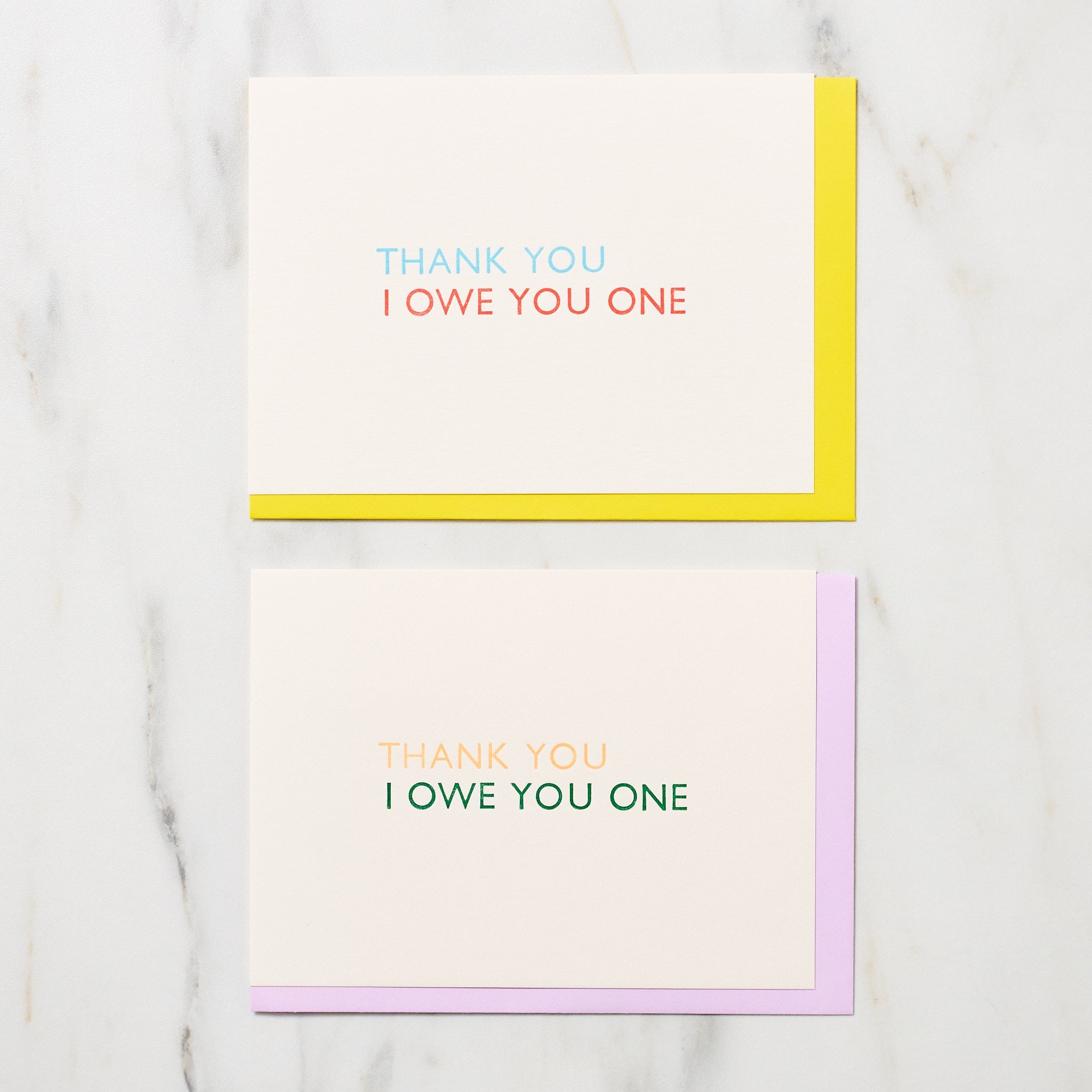 Thank You & I Owe You One Greeting Cards - Premium Letterpress Stationery for Appreciation Gifts, Wedding Favors & Special Occasions