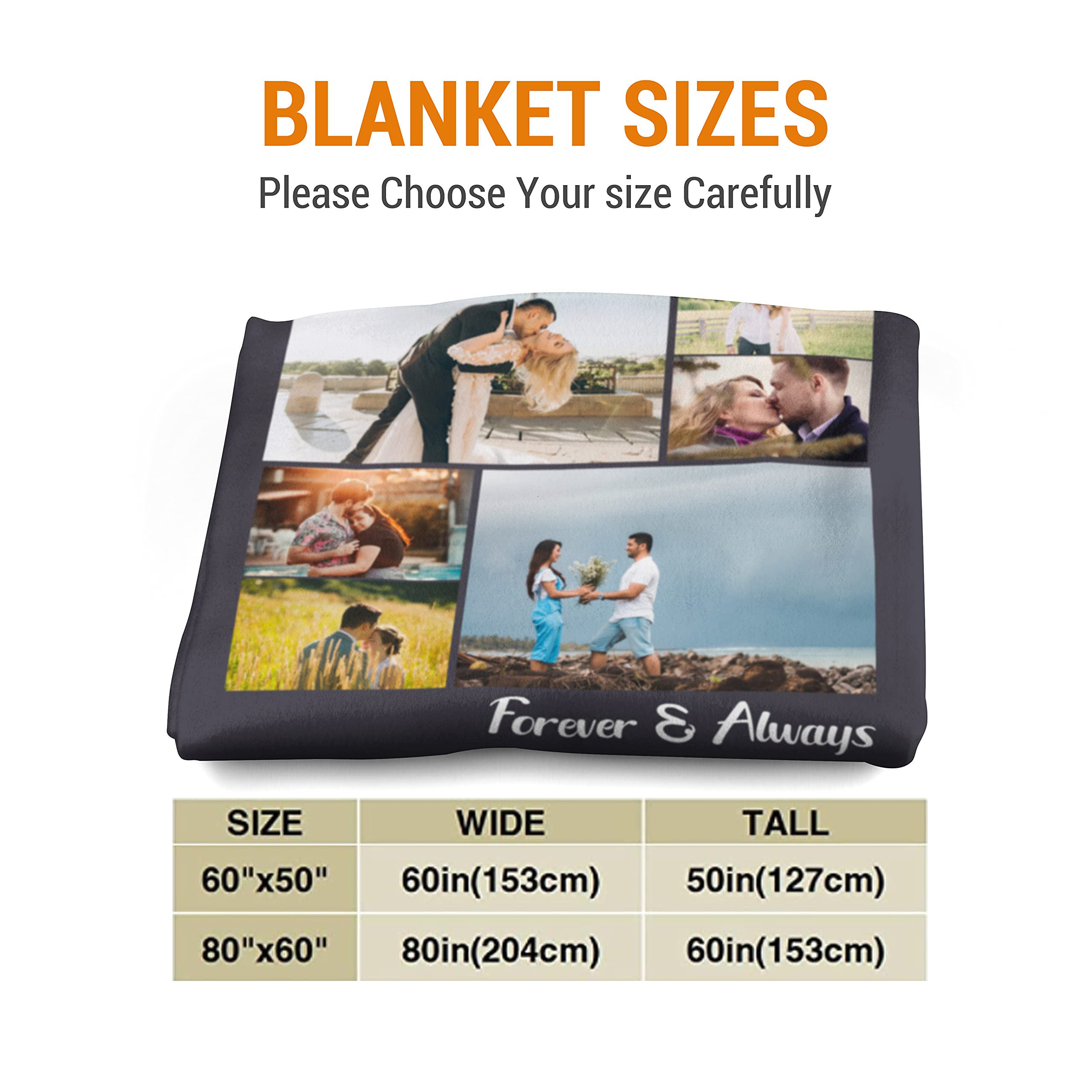 Personalized Photo Collage Fleece Blanket - Custom Couple Wedding Blanket 50x60 Inches - Soft Throw Blanket with Pictures - Perfect Gift for Anniversaries, Christmas & Birthdays - Great for Cuddling, Home Decor and Romantic Gifts