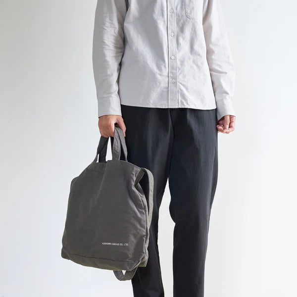 Kurashiki Hampu Canvas Shoulder Tote Bag - Sumi Iro (Ink Black) Japanese Cotton Tote | Durable & Stylish for Work, Travel & Shopping