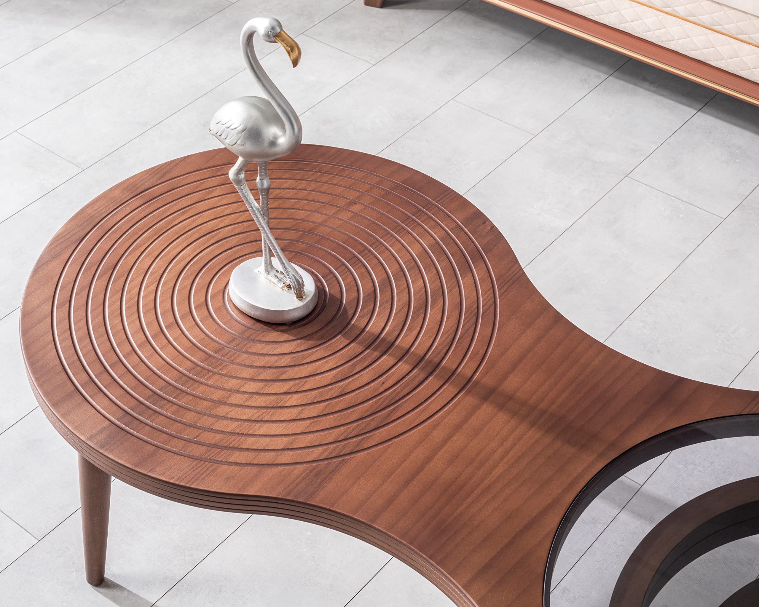 Natural Walnut Veneer Coffee Table for Living Room - Rustic Center Table with Glass Top - Modern Mesa De Centro para Sala - Perfect for Relaxing, Entertaining & Home Decor