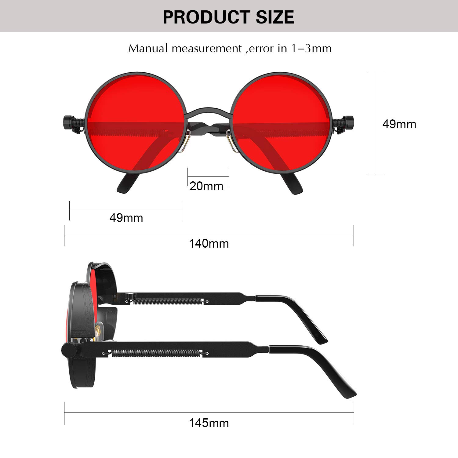 Vintage Gothic Steampunk Sunglasses for Women & Men - Round Lens Metal Frame Sunglasses - Perfect for Cosplay, Halloween, and Retro Fashion Outfits