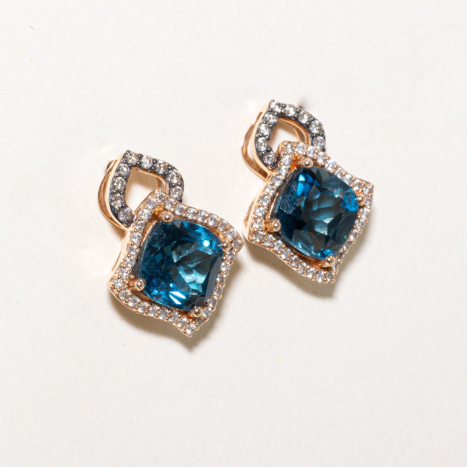 Le Vian Deep Sea Blue Topaz & Diamond Stud Earrings | 4.50ctw Blue Topaz & 0.50ctw Diamonds | 14K Gold Jewelry for Women | Perfect for Weddings, Anniversaries & Special Occasions