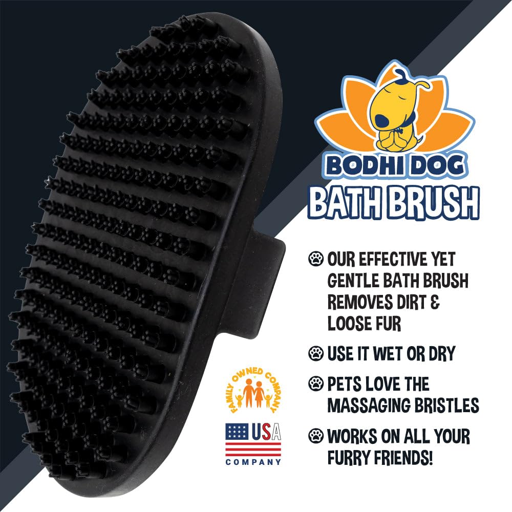 Bodhi Dog Shampoo Brush - Premium Pet Grooming Brush for Dogs & Cats - Bath Massage Brush for Long & Short Hair - Waterproof Shower Scrubber for Bathing & Relaxation (1 Pack, Black) - Perfect for Home Pet Spa & Professional Grooming Sessions