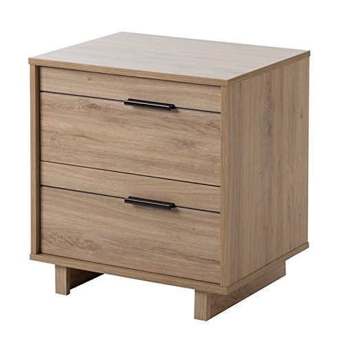 South Shore Primo 5-Drawer Dresser & Fynn 2-Drawer Nightstand Set in Rustic Oak with Nickel Finish Handles - Perfect for Bedroom Furniture and Home Organization