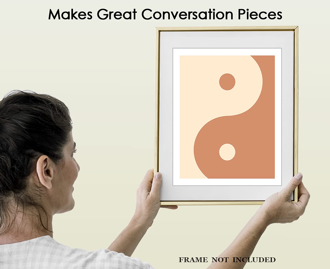Nude Yin Yang Abstract Wall Art - Minimalist Aesthetic Boho Decor for Home, Office, Bedroom & Living Room - Unframed 8x10 Inch Poster - Perfect for Meditation Spaces & Modern Interior Design
