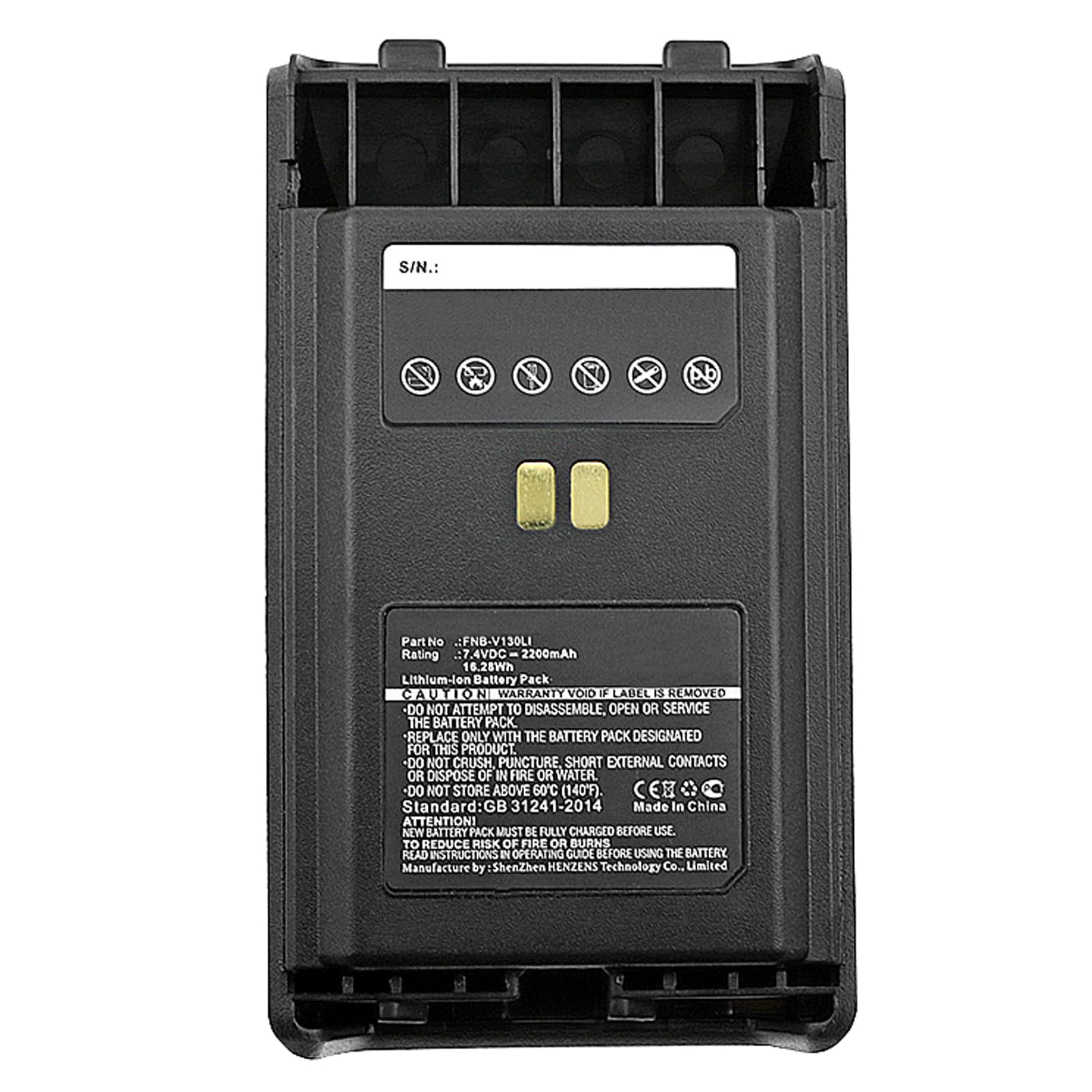 Synergy Digital 2-Way Radio Battery - 2200mAh Li-ion 7.4V Replacement for YAESU VX-351 & FNB-V130LI - Ultra High Capacity Walkie Talkie Battery for Outdoor Adventures, Hiking, and Emergency Communication
