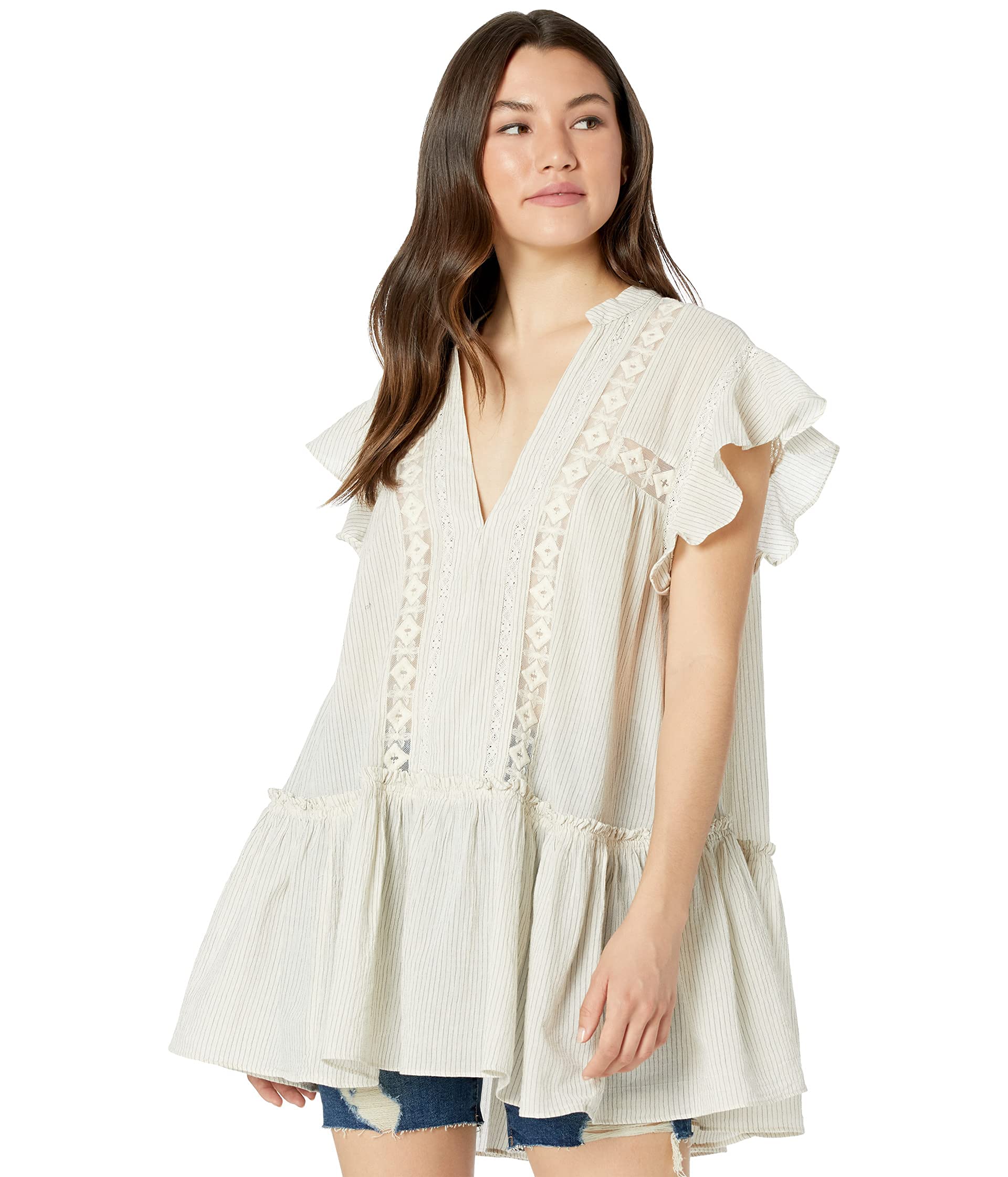 Free People Baby Blues Tunic - Women's Boho Floral Print Blouse for Casual Wear & Summer Outfits | Perfect for Beach Vacations, Music Festivals, and Date Nights