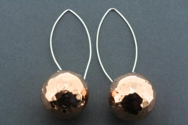 Large Battered Ball Earrings in Copper - Vintage Boho Style for Women - Perfect for Parties, Weddings & Everyday Wear
