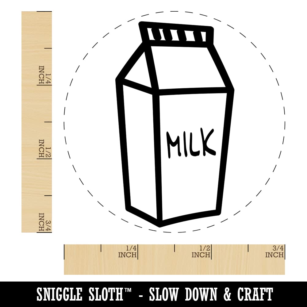 Self-Inking Milk Carton Rubber Stamp - 3/4 Inch Small Blue Ink Stamp for Crafts, Planners, Journals & DIY Projects - Perfect for Scrapbooking, Card Making & Office Use