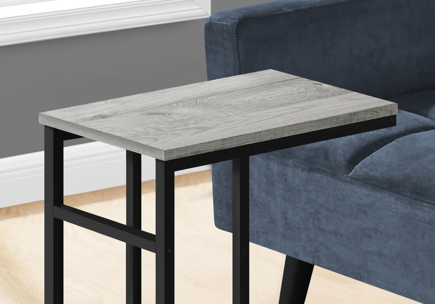 Modern Grey Calen Side Table - Small End Table for Living Room, Bedroom, or Office - Compact Nightstand with Sturdy Metal Frame