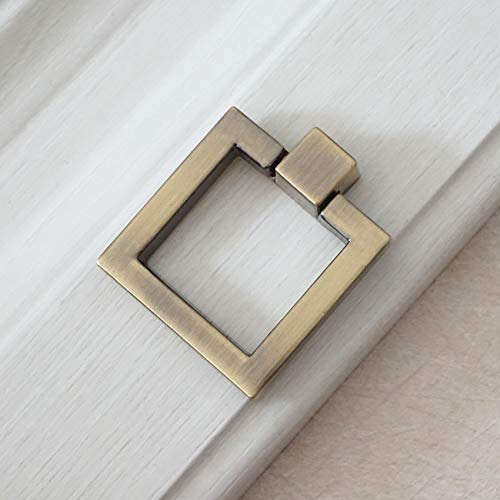 Vintage Square Drop Ring Drawer Handles - 1Pc Bronze, Silver, Gold & Black Cabinet Knobs - Dresser Pulls for Cabinets, Doors & Furniture (Style A) - Perfect for Home Decor, DIY Projects & Vintage Style Upgrades