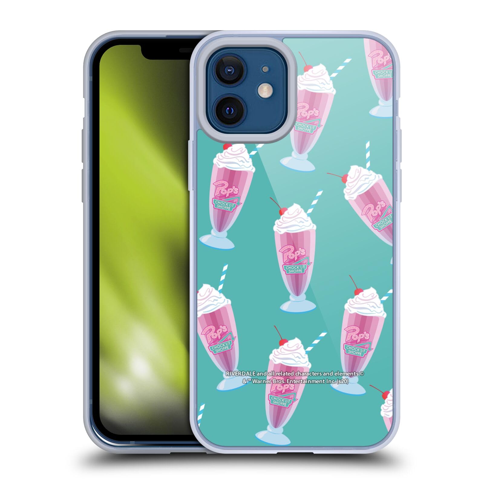 Officially Licensed Riverdale Pop's Milkshake Pattern Soft Gel Case for Apple iPhone 12/12 Pro - Trendy Protective Phone Cover for Fans, Teens & Pop Culture Enthusiasts - Perfect for School, Work & Everyday Use