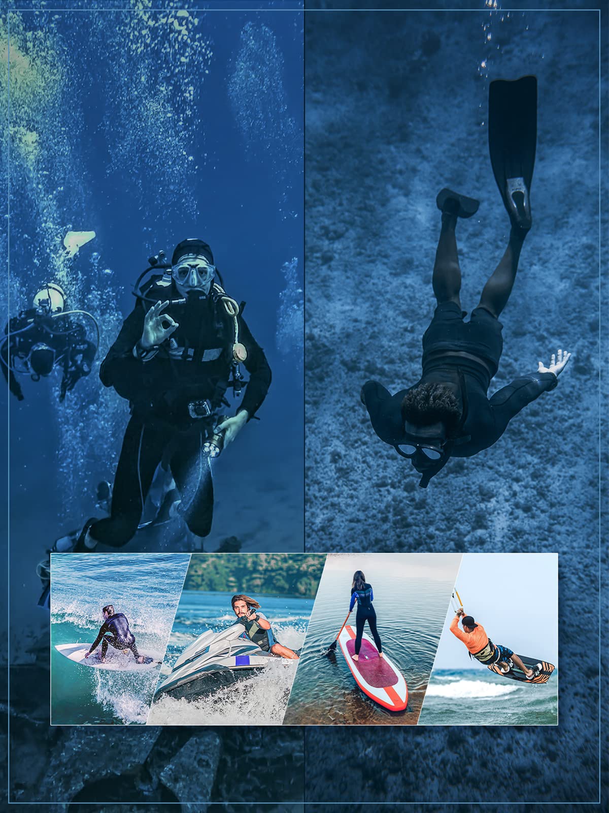 5mm Neoprene Men's Wetsuit with Hood - Full Body One Piece Thermal Spearfishing Suit, Front Zipper for Cold Water Protection - Ideal for Surfing, Swimming, Diving & Snorkeling in Chilly Ocean Waters