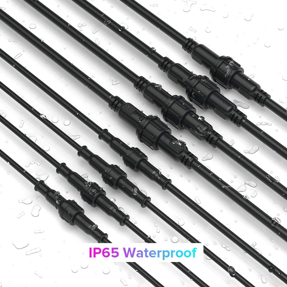 BTF-LIGHTING 5 Pin IP65 Waterproof Electrical Connector - 24AWG Male Female Plug with 7.87in/20cm Extension Cable - for Car, Truck, Boat, RV, Indoor/Outdoor LED Strip Lights - 15mm Nut Small Size (5 Pairs) - Perfect for DIY Lighting Projects, Automotive Wiring & Marine Applications
