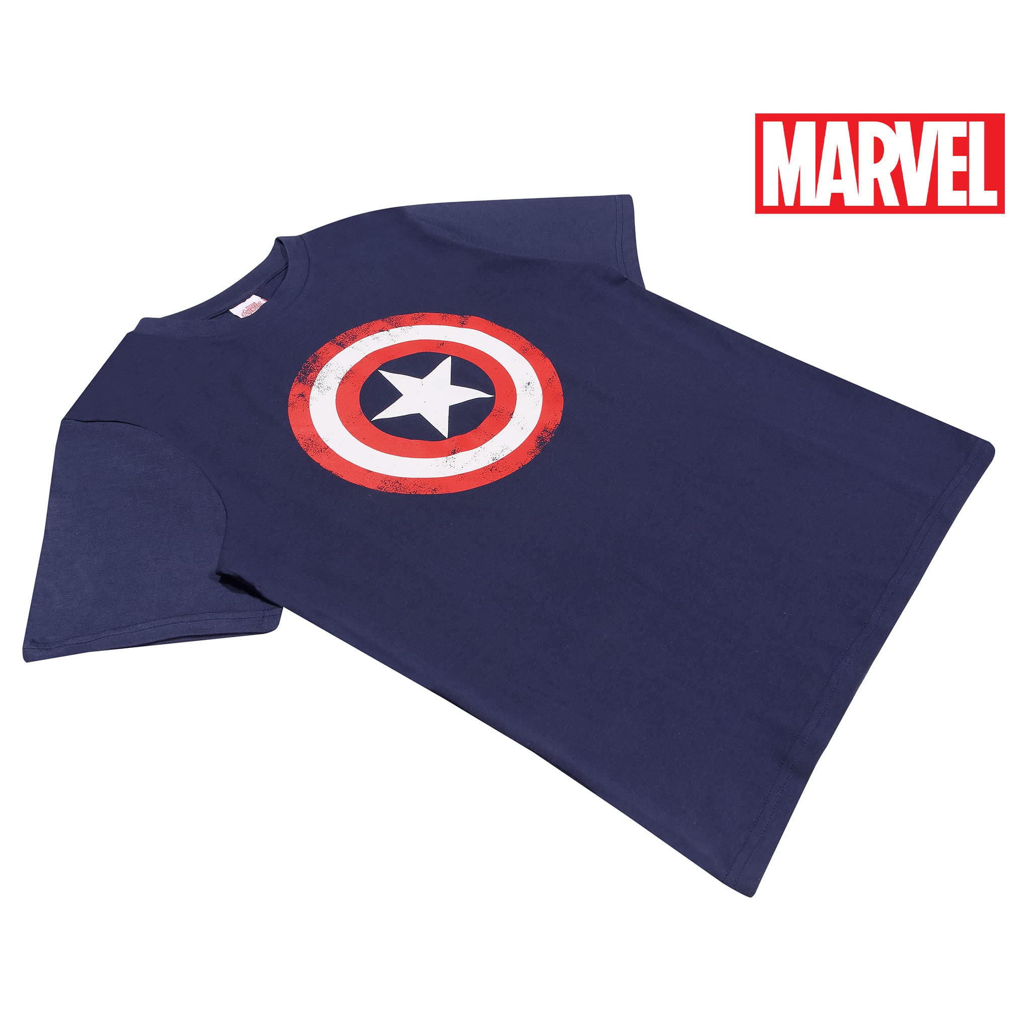Popgear Men's Marvel Captain America Shield Graphic T-Shirt - Superhero Cotton Tee for Casual Wear & Comic Con Cosplay