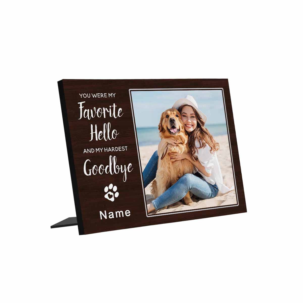 Personalized Wooden Photo Frame - Custom Love Picture Frame with 'You Were My Favorite Hello And My Hardest Goodbye' Engraving - Perfect for Anniversaries, Weddings & Romantic Gifts
