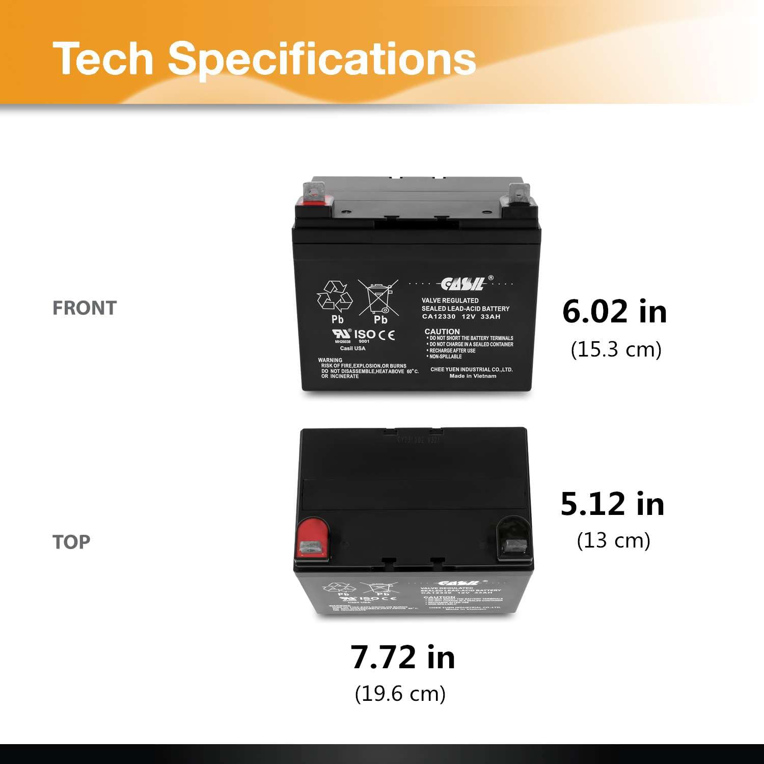 12V 33Ah Replacement Battery for Wheelchair & Golf Carts - Compatible with Medical Mobility, Solar Power, Solo HIGH Speed, STEEP Climber, Spin It Golf GC3, Spitzer E2 - Perfect for Outdoor Activities & Daily Mobility Needs (2 Pack)