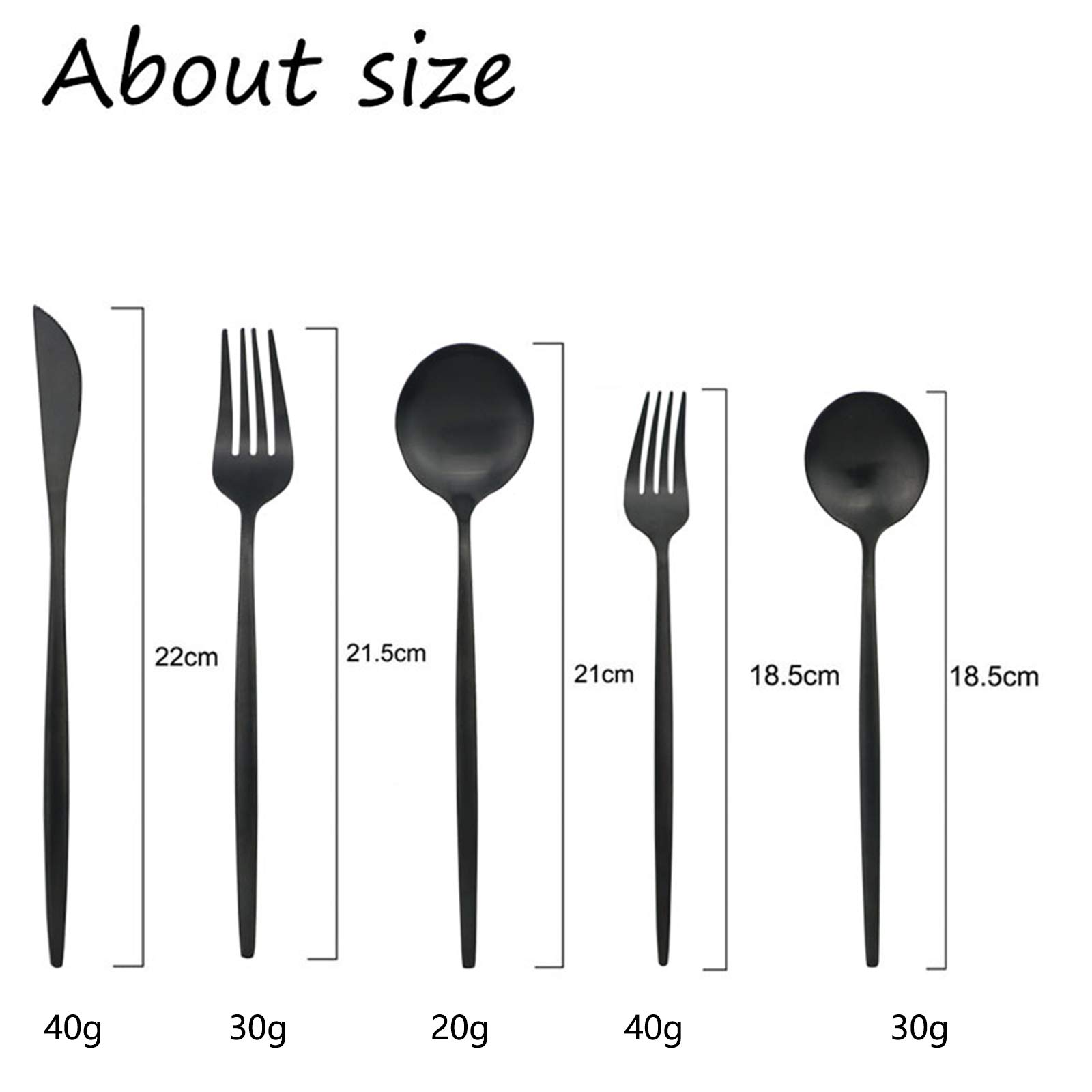 Premium 40-Piece Black Silverware Set - JASHII 304 Stainless Steel Flatware Cutlery Set for 8 (Forks, Knives, Spoons) - Matte Finish Kitchen & Restaurant Tableware - Dishwasher Safe - Perfect for Dinner Parties, Weddings & Upscale Dining