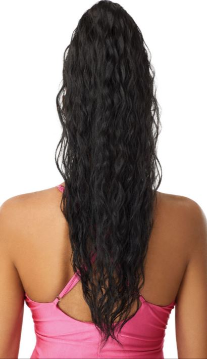 Outre Pretty Quick Pony Natural Wave Clip-In Hair Extensions – 18 Inch Human Hair Weave for Volume & Length – Perfect for Parties, Weddings & Everyday Styling