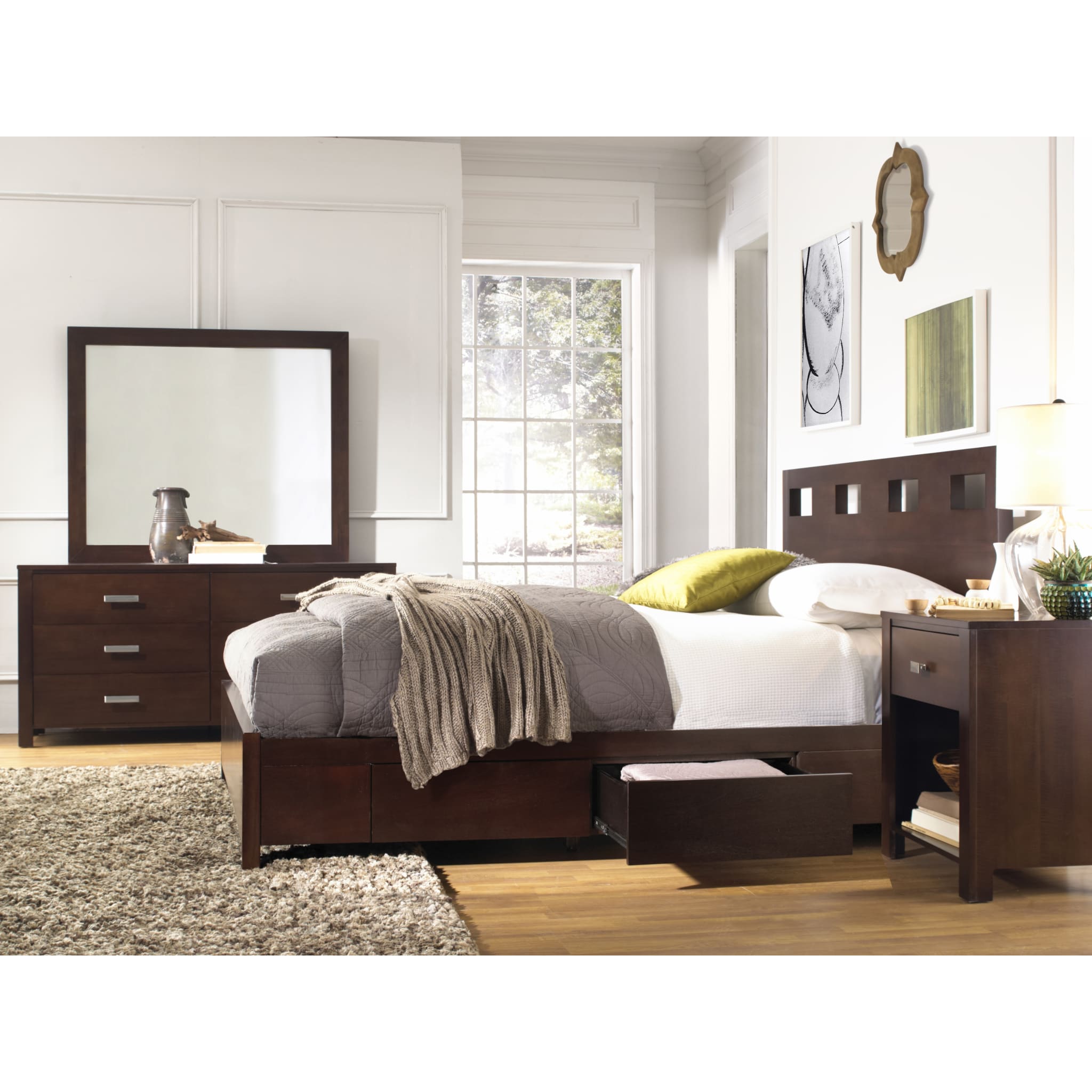 Riva Wood Storage Bed Frame - Chocolate Brown Queen Size with Underbed Drawers for Bedroom Organization | Modern Platform Bed with Ample Storage Space for Small Rooms & Apartments