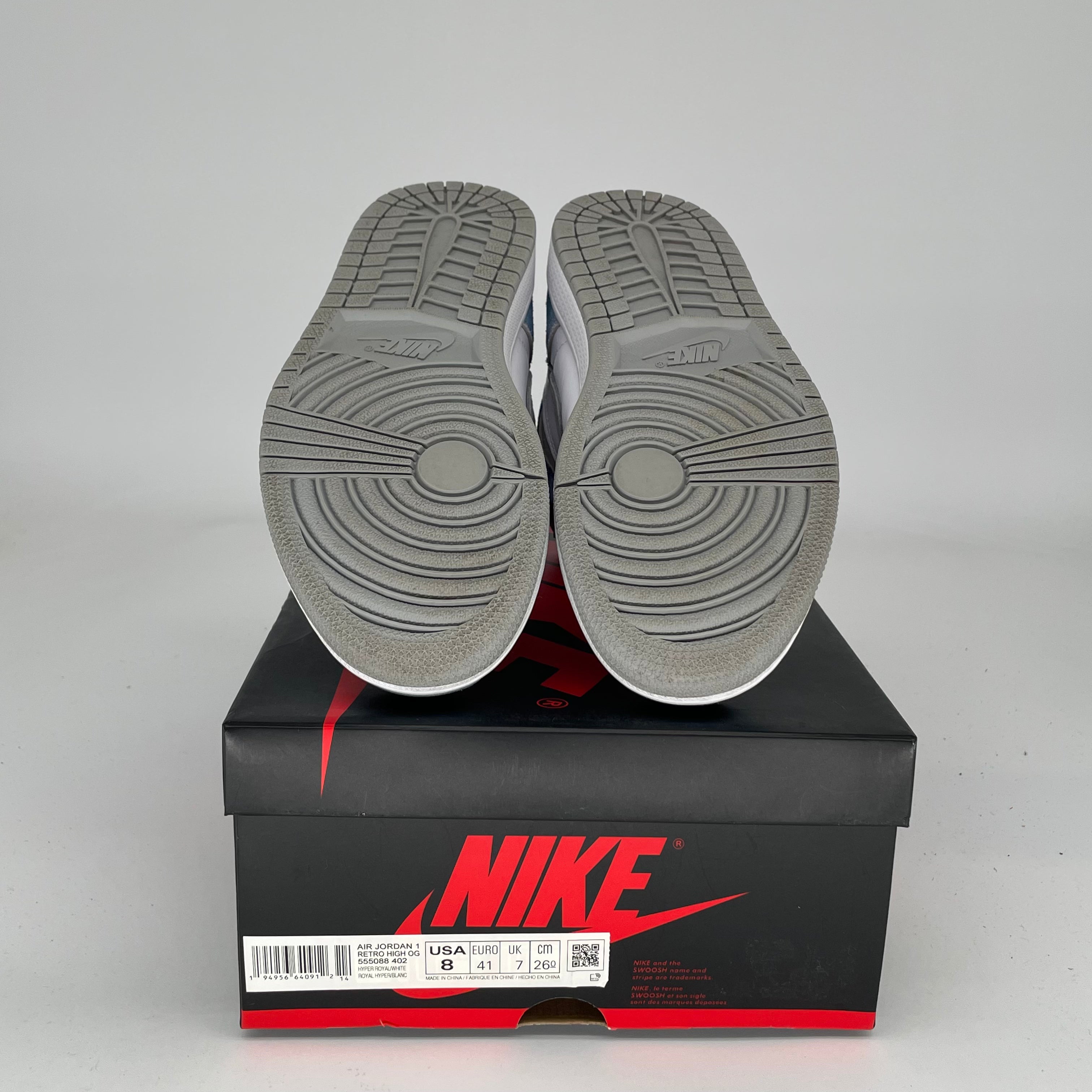 AIR JORDAN 1 HYPER ROYAL Sneakers - Men's Size 8 (555088-402) | Retro Basketball Shoes for Casual Wear & Street Style Fashion