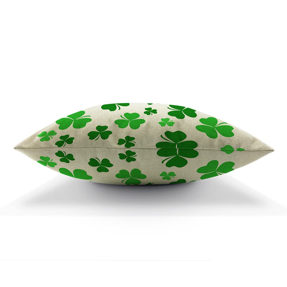 WONDERTIFY Irish Clover Shamrock St. Patrick's Day Throw Pillow Covers 18x18 Inch - Decorative Cushion Cases for Couch, Sofa & Bed - Perfect for Home Decor, Holiday Celebrations & Irish-Themed Parties
