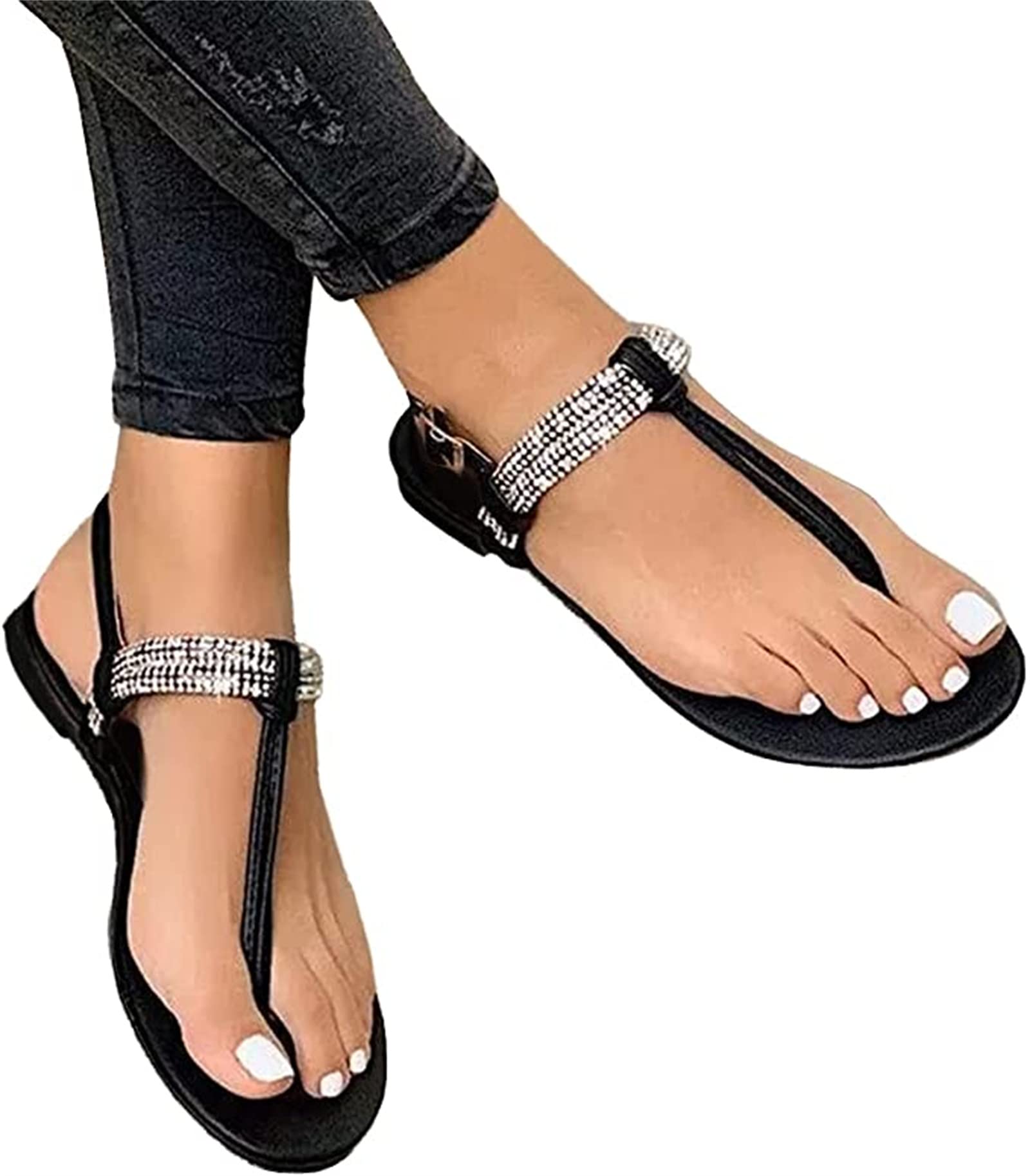 Women's Dressy Summer Sandals - Comfortable Strappy Flat Casual T-Strap Gladiator Beach Sandals | Perfect for Vacations, Weddings & Outdoor Events