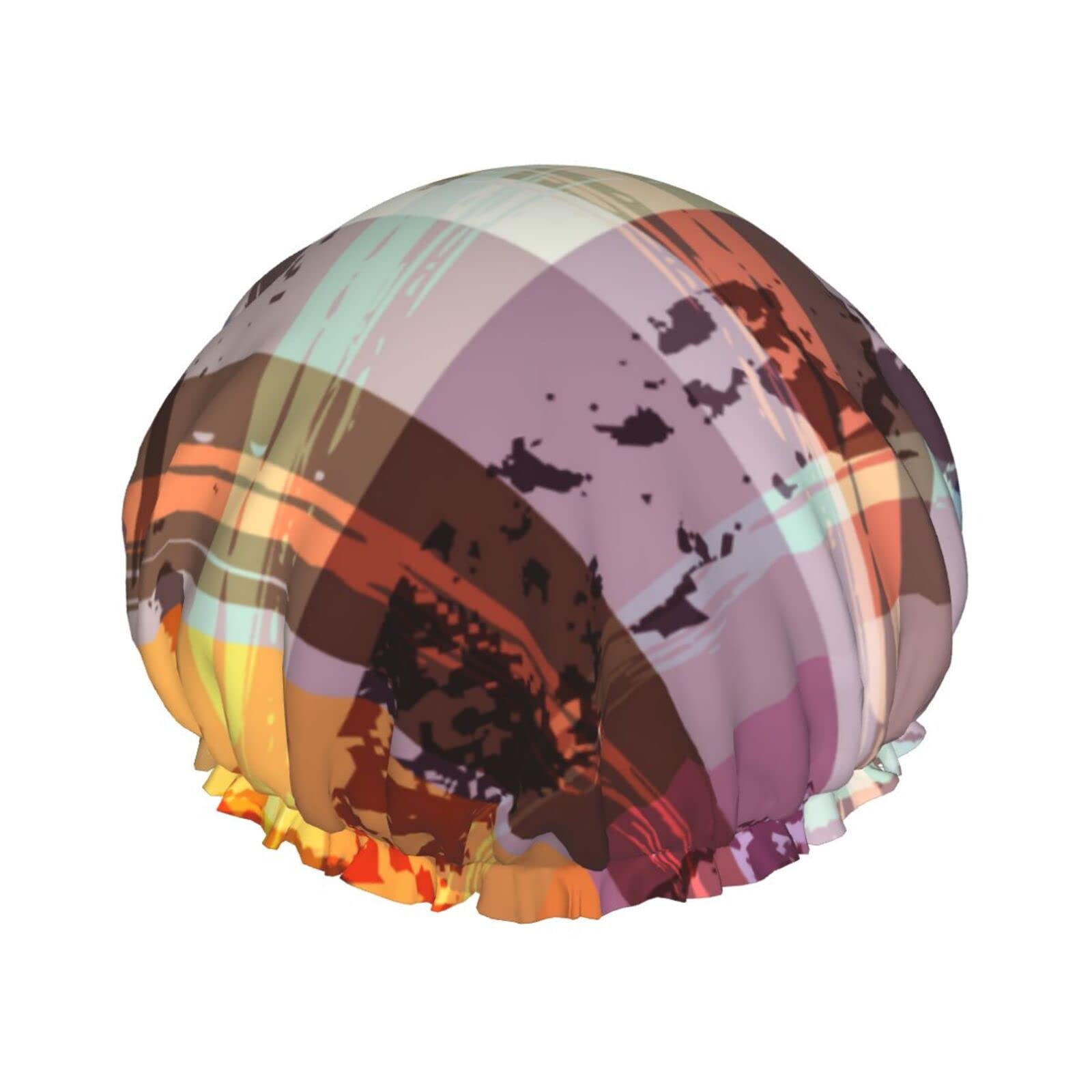 Waterproof Reusable Shower Cap for Women - Double Layer Colored Twill Lattice Bath Hair Cover | Perfect for Shower, Bathing, Swimming & Salon Use