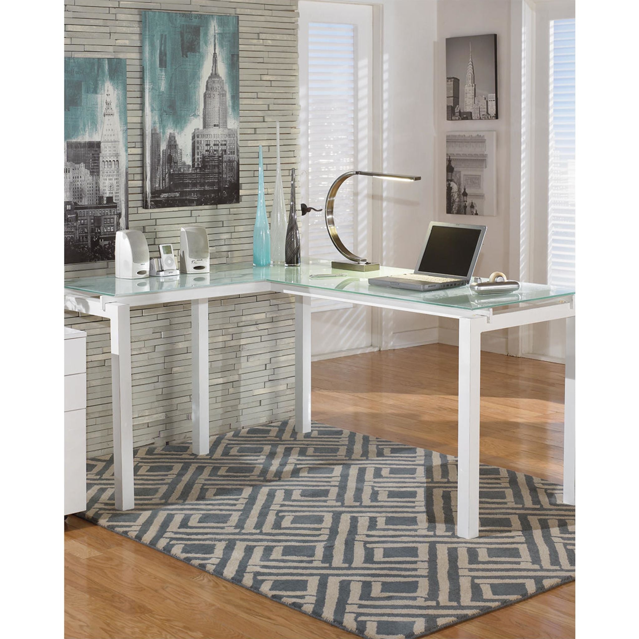 Baraga White L-Shaped Computer Desk for Home Office, Gaming & Study - Modern L-Shaped Writing Desk with Ample Workspace, Ergonomic Design for PC, Laptop & Office Use