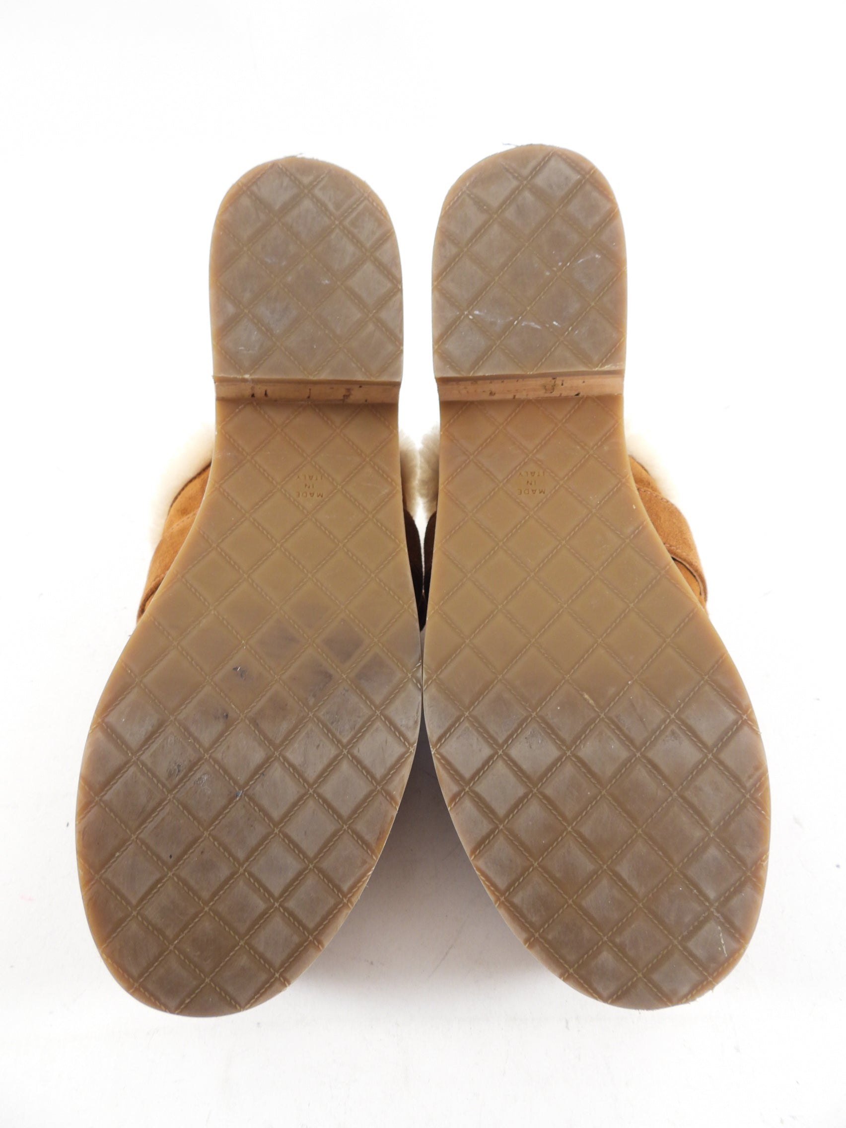 Chanel 21A Brown Shearling CC Turn Clasp Quilted Cork Mules Size 37 - Luxury Shearling Slippers for Women | Perfect for Winter Comfort & Home Relaxation