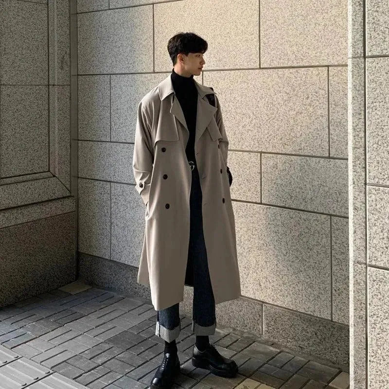 Stylish Men's Long Trench Coat - Waterproof Winter Overcoat for Business & Casual Wear - Perfect for Office, Dating & Outdoor Activities