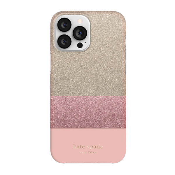 Kate Spade New York iPhone 13 Pro Max Case - Blush Pink Glitter Protective Cover for Women | Perfect for Everyday Use, Work & Travel