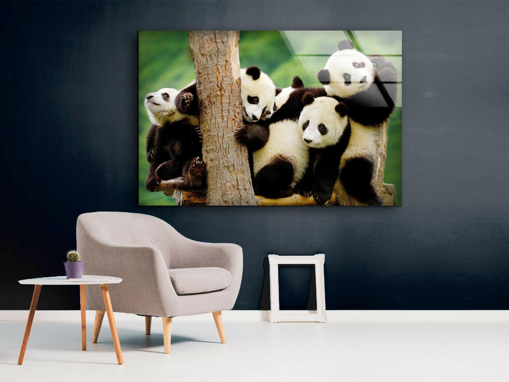 Baby Panda Glass Wall Art - Stunning Handmade Decor for Nursery, Kids Room & Playroom - Perfect Gift for Baby Showers & Birthdays