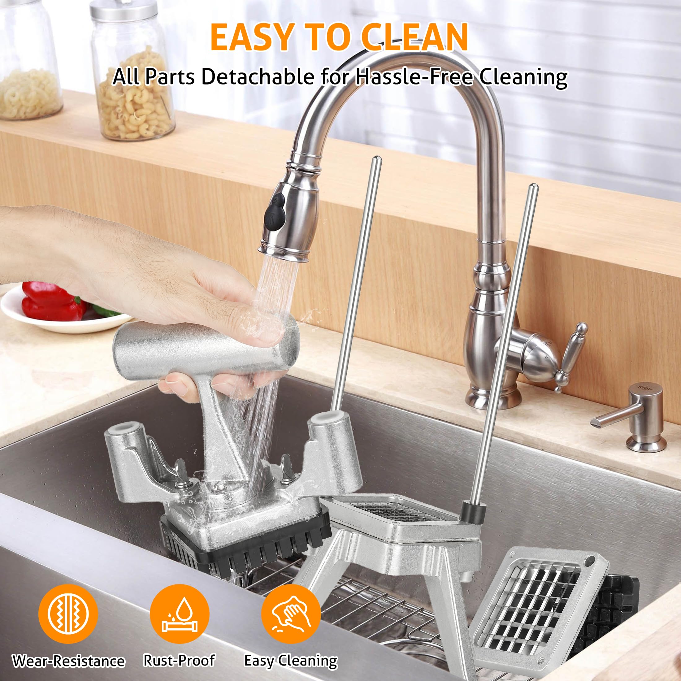Commercial Stainless Steel Vegetable & Fruit Chopper Dicer - Heavy Duty Onion, Potato, Pepper & Mushroom Cutter with 1/2
