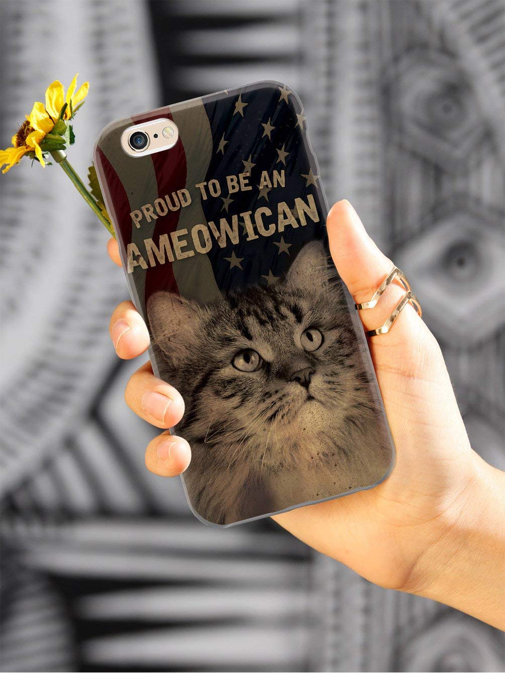 3D Textured Protective Phone Case for Apple iPhone X/Xs - Inspired Cases - Proud to be an Ameowican Patriotic Design - Durable Slim Fit Cover for Daily Use & Outdoor Activities