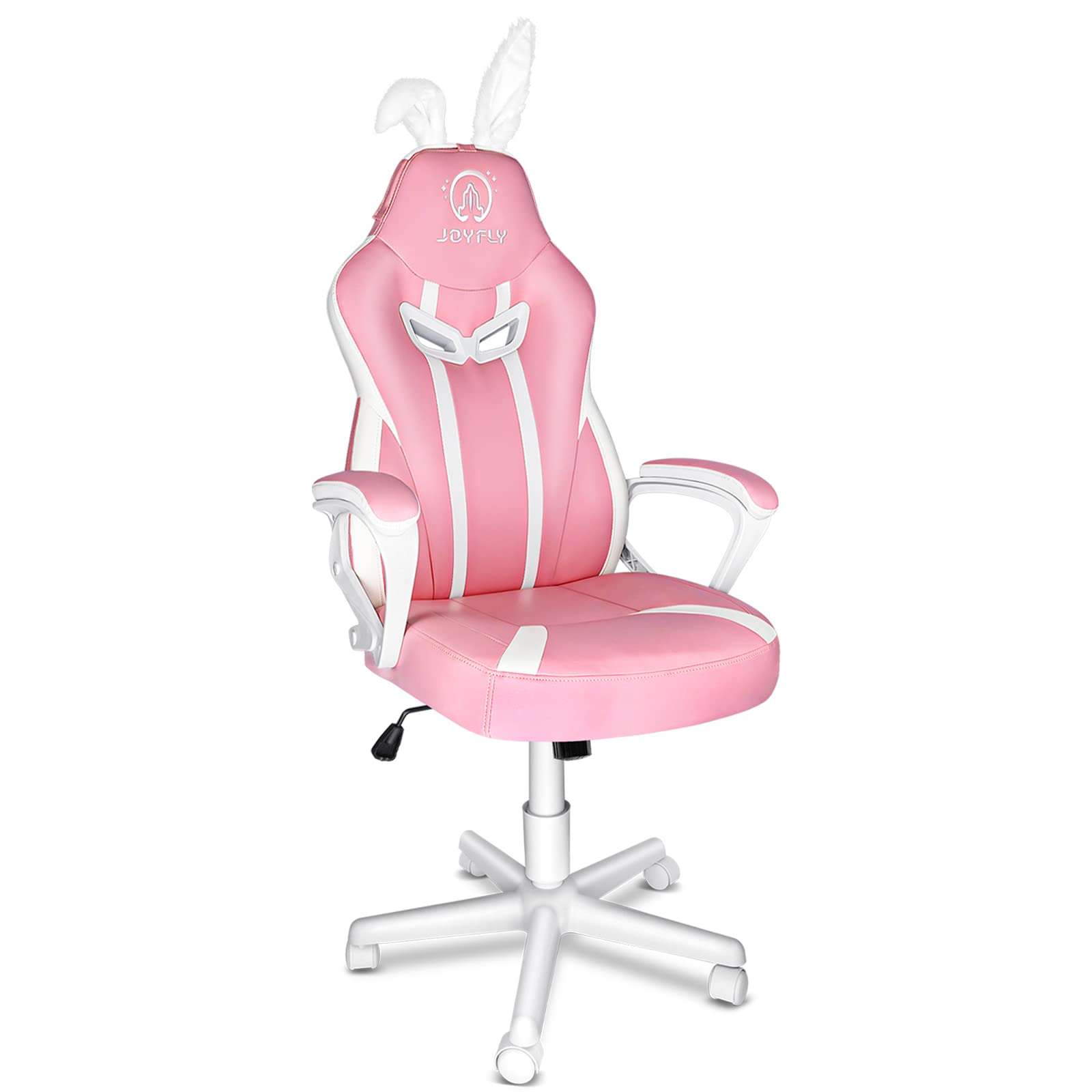 JOYFLY Pink Bunny Ears Gaming Chair - Ergonomic Computer Chair for Kids, Girls & Adults - Cute Kawaii Office & Video Game Chair for Girlfriend, Sister or Wife - Perfect for Gaming Setups, Home Office & Streaming (Pink)