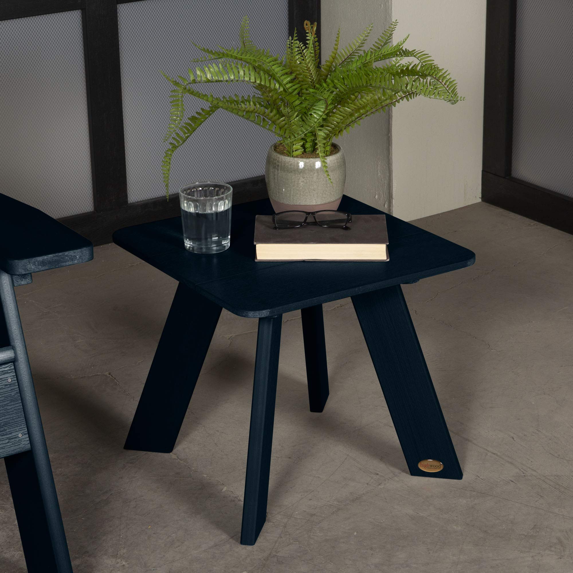 Highwood Italica Modern Adirondack Side Table in Federal Blue - Outdoor Patio, Garden, Poolside Furniture for Relaxing & Entertaining