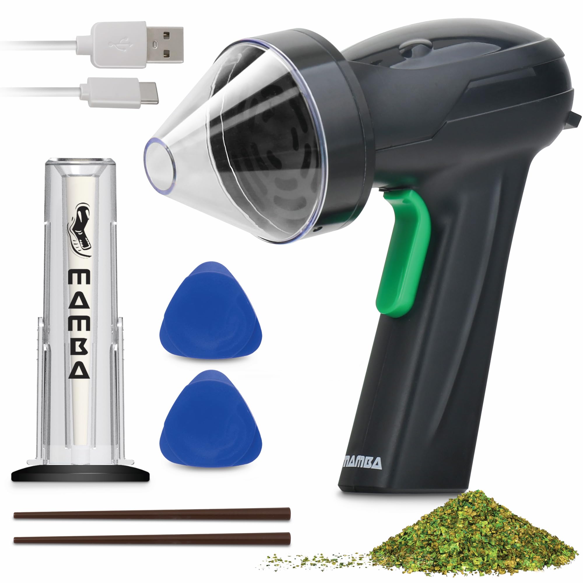 Premium Mamba Monster 3.5g Black USB Rechargeable Electric Herb Grinder - Large Capacity Portable Metal Spice Mill for Kitchen, Travel & Outdoor Use - Perfect for Herbs, Spices & Cooking Ingredients