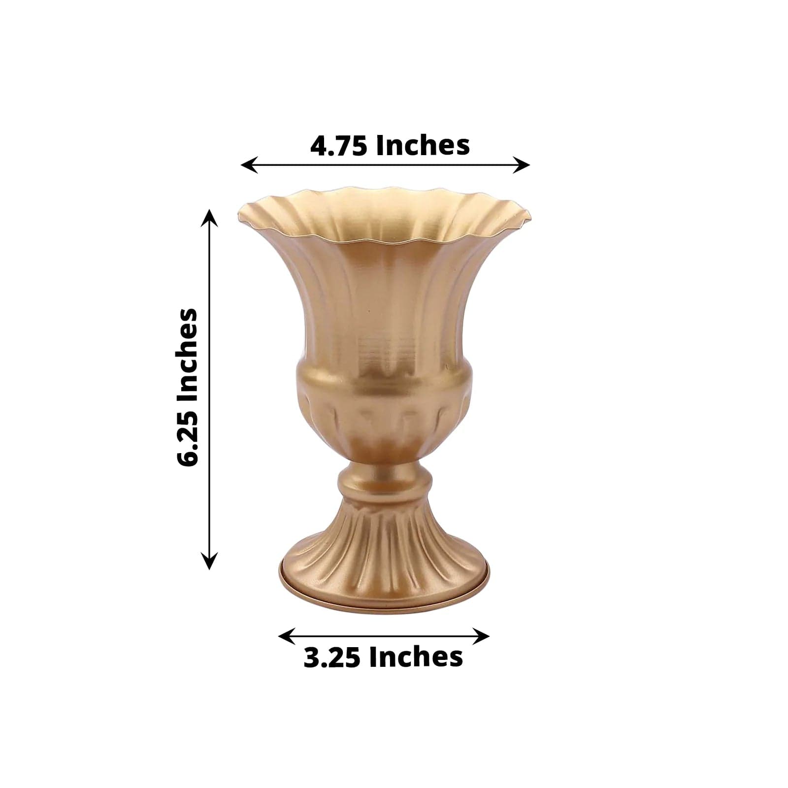 2 Pack Gold Trumpet Style Mini Compote Vases - Elegant Flower Pots for Centerpieces, Wedding Decor & Home Tabletop Decorations