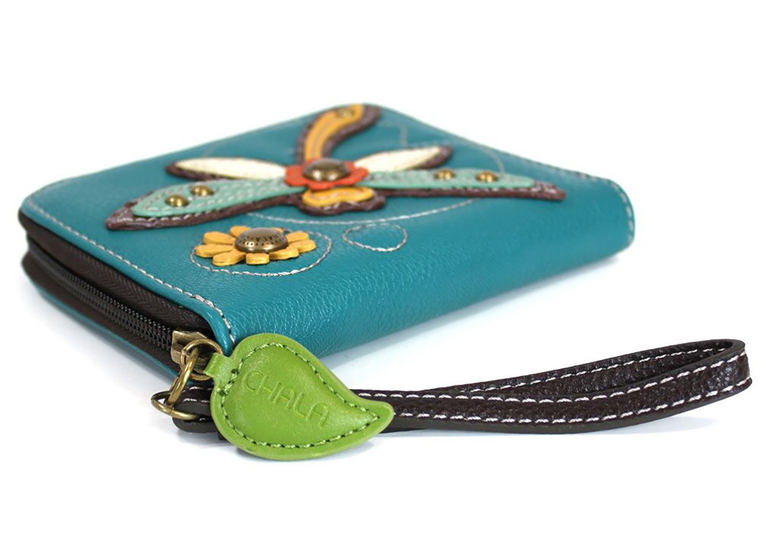 Chala Dragonfly Zip Around Wallet Wristlet - Vegan Leather Crossbody Purse for Women | RFID Blocking & Multiple Card Slots | Perfect for Travel, Shopping & Everyday Use