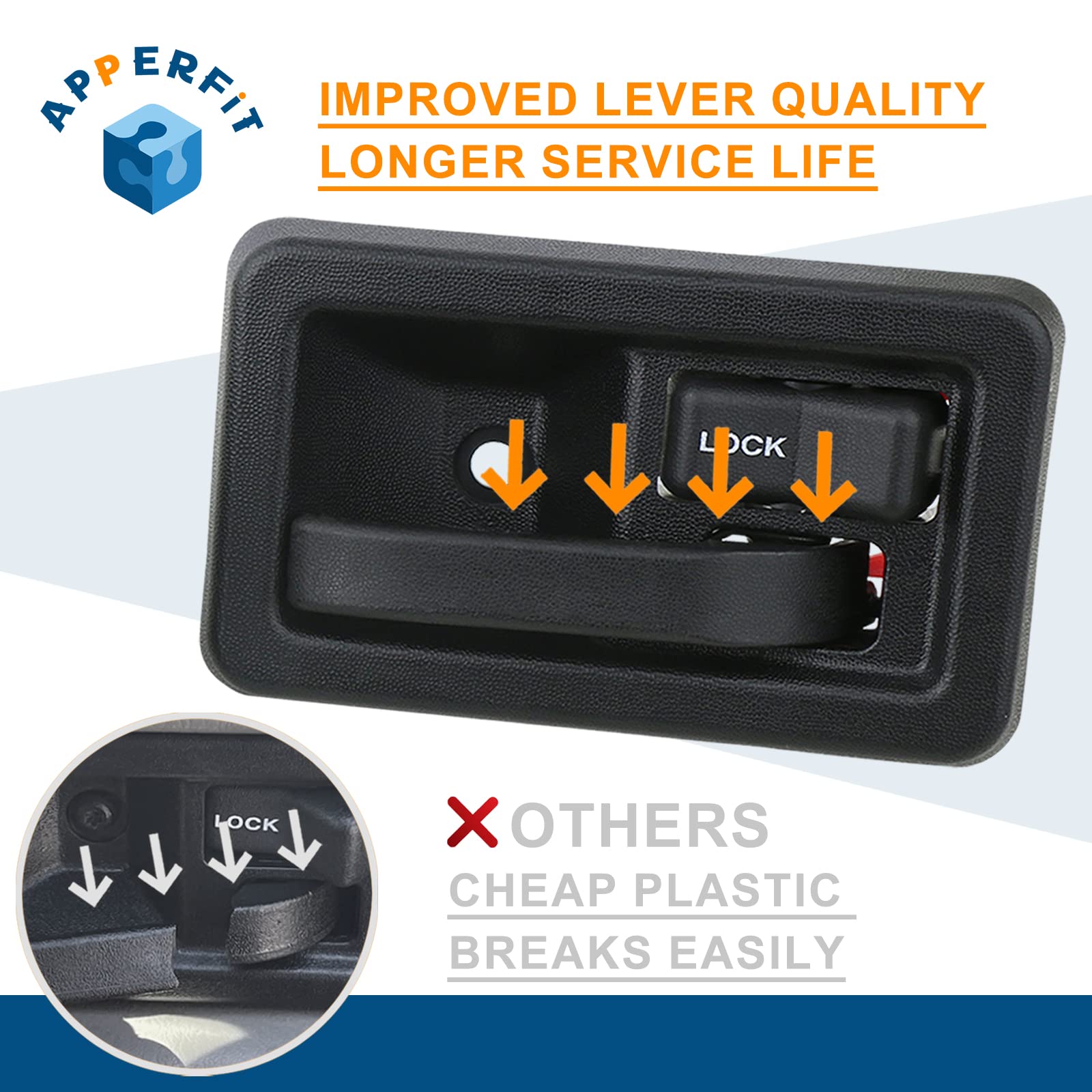 APPERFiT Jeep Wrangler YJ TJ 1991-2006 Replacement Door Handles - Exterior & Interior Set with Keepers (Fits Full Doors, Replaces OEM 55176382AE 55176383AE 55176477AB 55176476AB) - Perfect for Off-Roading & Daily Driving Upgrades